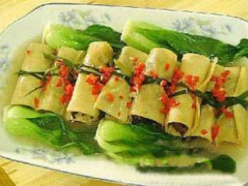 妙手豆皮素菜卷