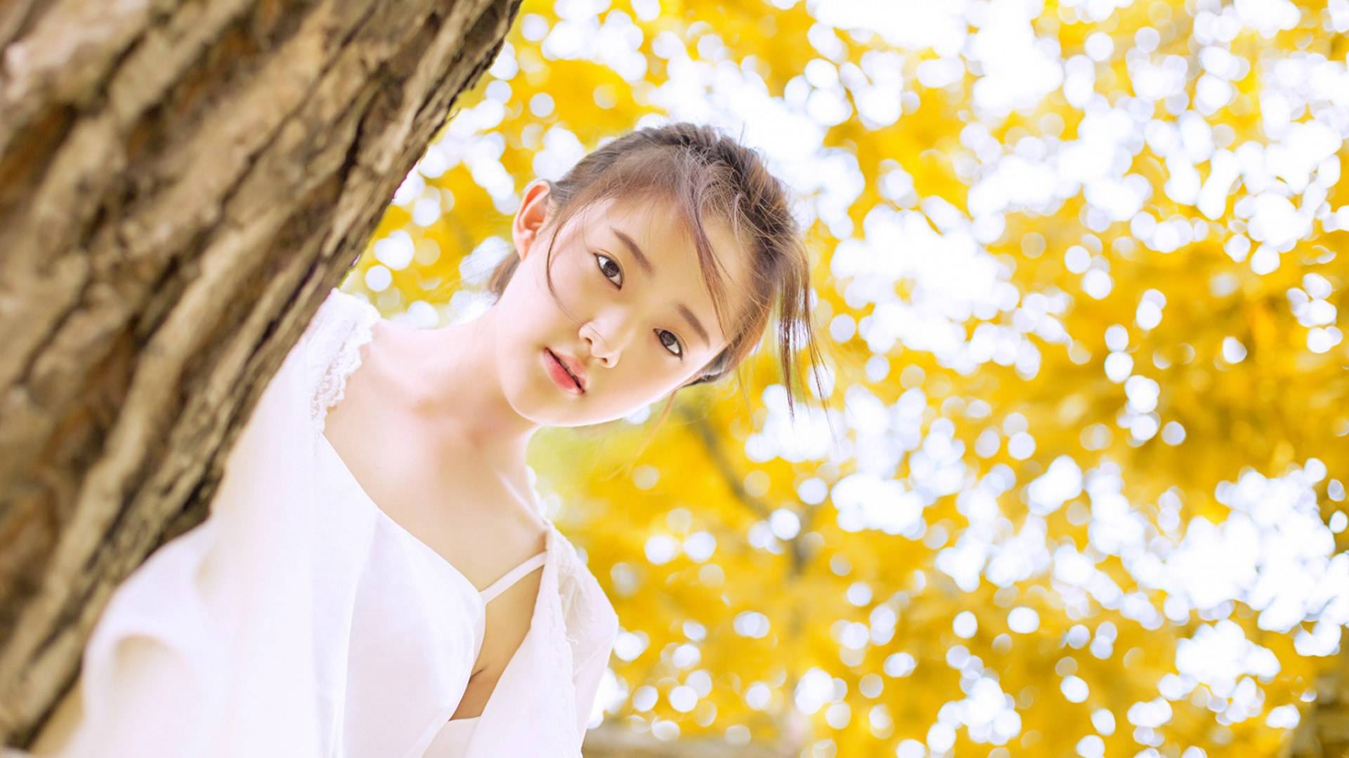 美女,小清新,黄叶