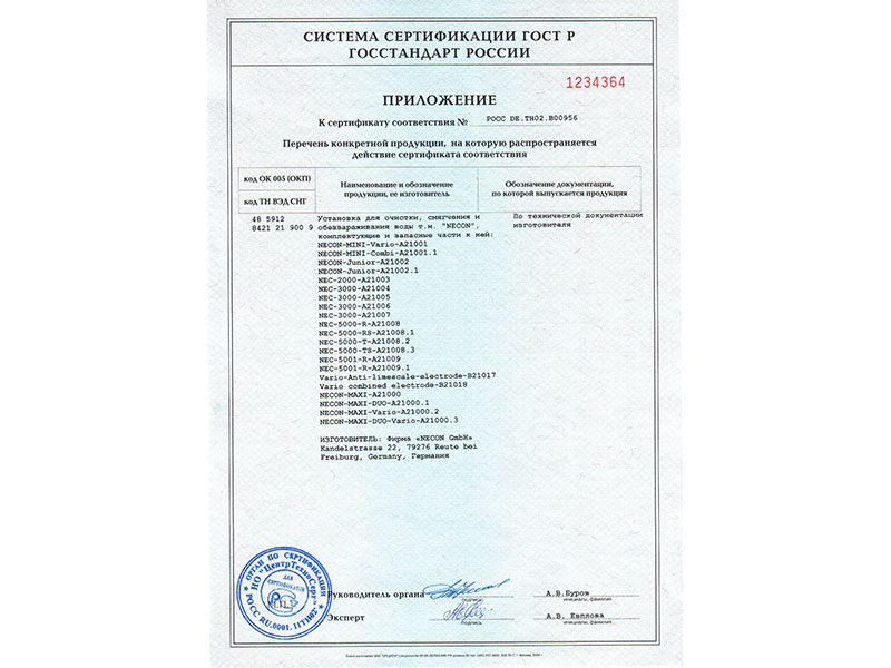 Certif. sootvetstvija, prilogenie